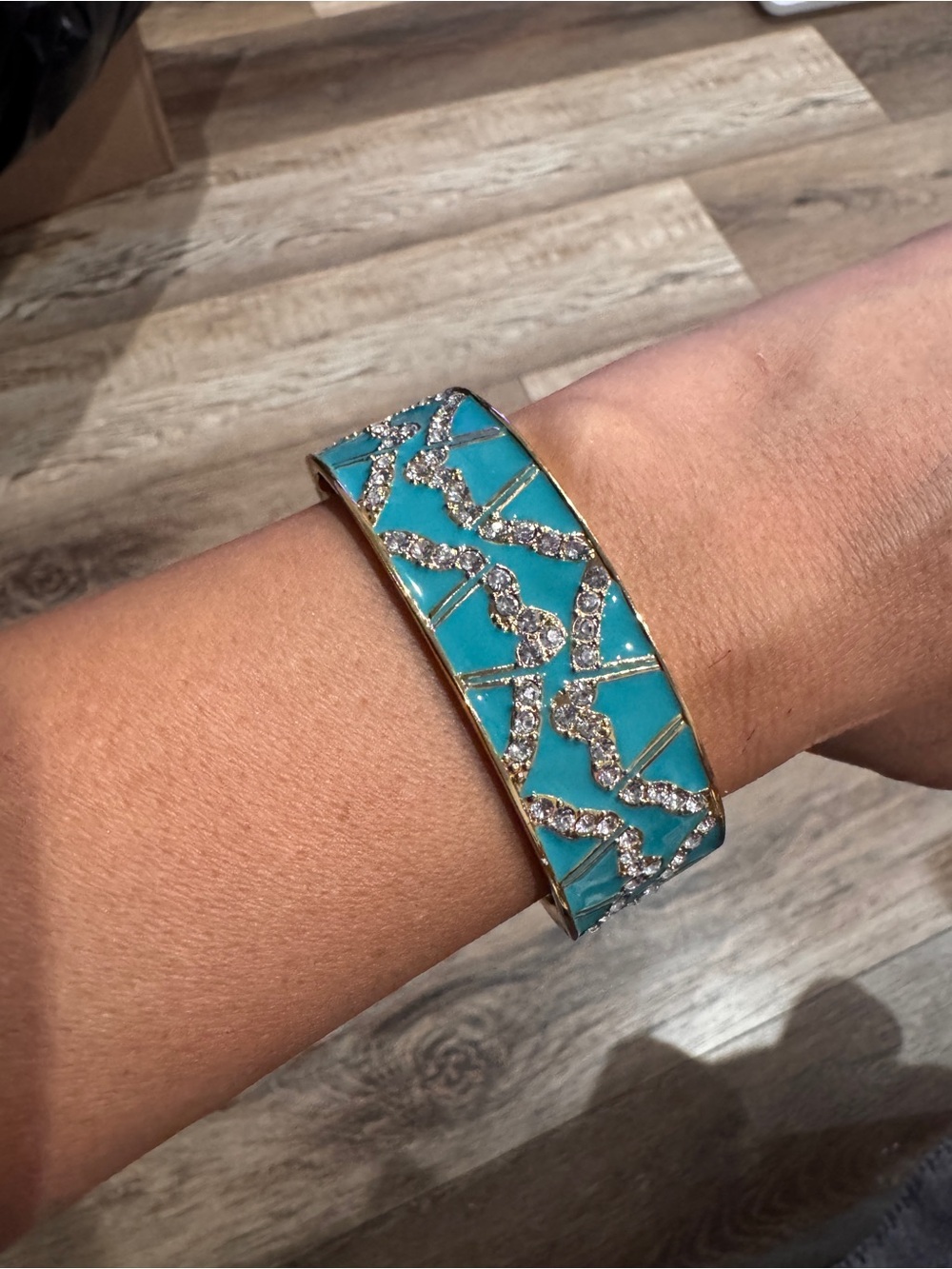 Vintage Kate Spade Turquoise Crystal Accent Hinged Bracelet